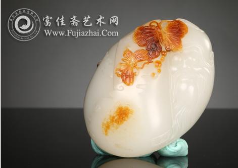 名稱：羊脂玉莊周夢蝶 作者：張克山 規格：8.0&times;5.9&times;4.2cm 260g